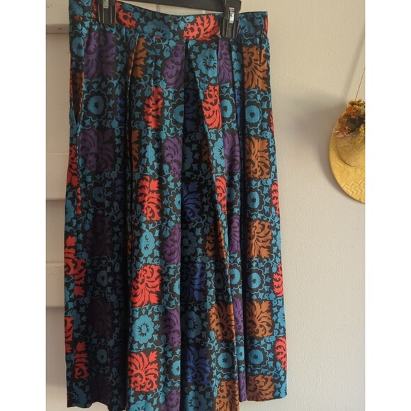 Vintage INTENTIONS Women's 8 Floral Midi Pleated Skirt 28" Dark Floral Print - Picture 5 of 13